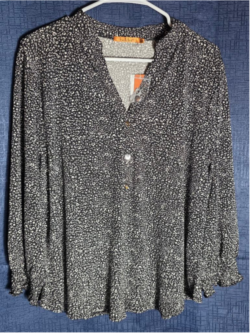 Women's Belldini Black White Blouse Plus Size 1x eurosummer